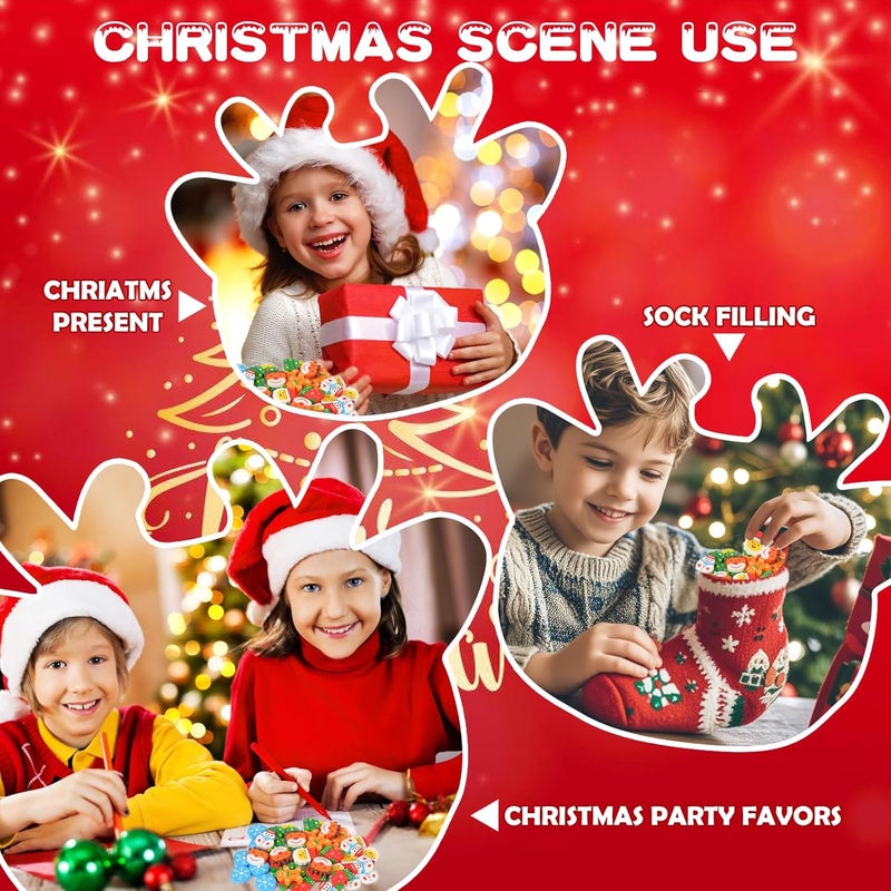 Wolpark 42 pcs Christmas Erasers for Kids Bulk Large Cute Snowflake Christmas Tree Pencils Erasers Novelty Desk Pets for Xmas Classroom Rewards Winter Kids Prizes Party Favors Goodie Bag Stuffers - Image 5